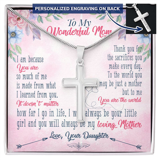 To My Loving Mother - Personalized Cross Necklace - Gift For Mom - Mommy Necklace Gift - Mommy Jewelry