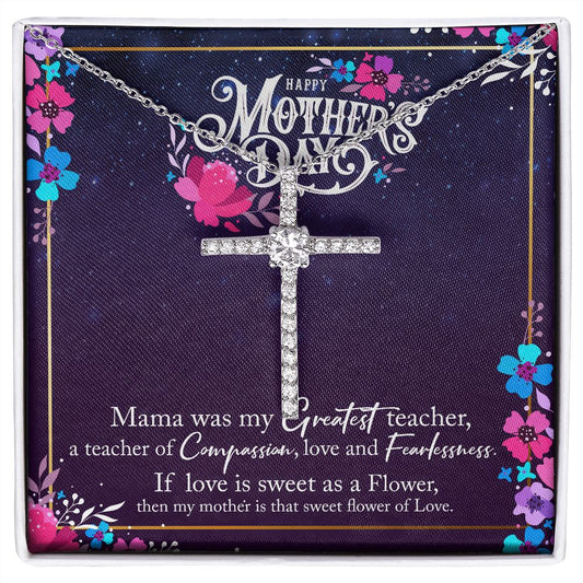 To My Mom - Gift For Mother - Personalised CZ Cross Necklace - Mother's Day Gift
