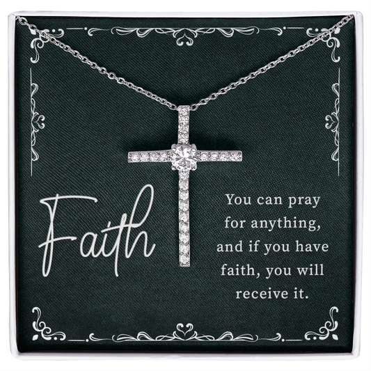 Faith - To My Daughter Necklace - Sentimental Gift For Daughter - Birthday Gift, Christian Gift, Catholic Gift - Cubic Zirconia Cross Necklace