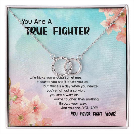 A True Fighter - Perfect Pair Necklace - Personalized Gift For Cancer Survivor/Patient