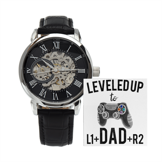Leveled Up Dad - Gift For New Dad -Gamer Dad Gift - Openwork Watch