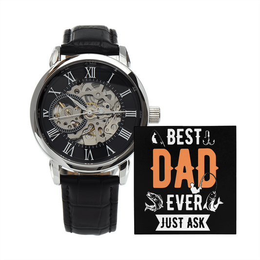 Best Dad Ever - Gift For Fishing Dad - Birthday Gift For Dad - Openwork Watch