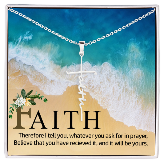 Faith Cross Necklace - Spiritual Gift - Baptism Gift, First Communion Gift, Confirmation Cross Gift, Religious Gift
