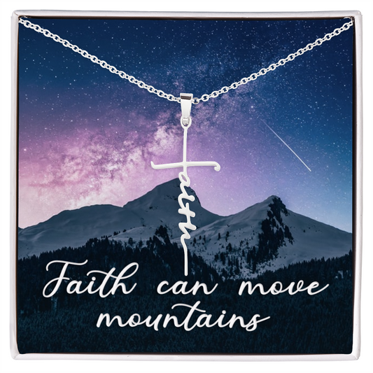 Faith Can Move Mountains - Spiritual Gift For Her - Religious First Communion Gift, Confirmation Gift, Baptism Gift - Faith Cross Necklace