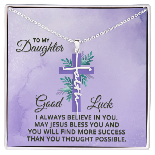 To My Daughter - Spiritual Gift For Her, Confirmation Cross Gift, Baptism Gift, First Communion Gift, Religious Gift - Faith Cross Necklace