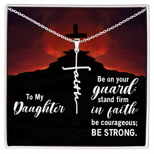 To My Daughter - Religious Gift For Her, Confirmation Gifts For Girls, Baptism Gift, First Communion Gift - Faith Cross Necklace