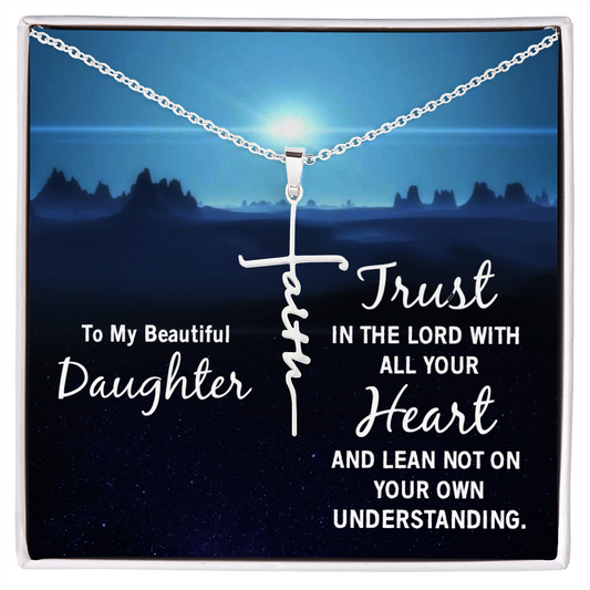 To My Beautiful Daughter - Confirmation Gifts For Girls, Spiritual Gift For Her, Religious Baptism Gift - Faith Cross Necklace