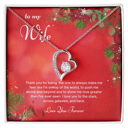 Wife Christmas Necklace From Husband - Holiday Themed Gift For Wife - Christmas Gift Heart Necklace For Wife