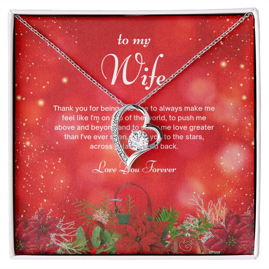 To My Wife Christmas Necklace - Romantic Christmas Card Gift - Christmas Anniversary Gift - Heart Necklace For Wife