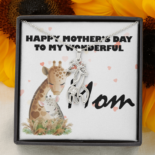 To My Wonderful Mom - Graceful Love Giraffe Necklace - Mother's Day Gift